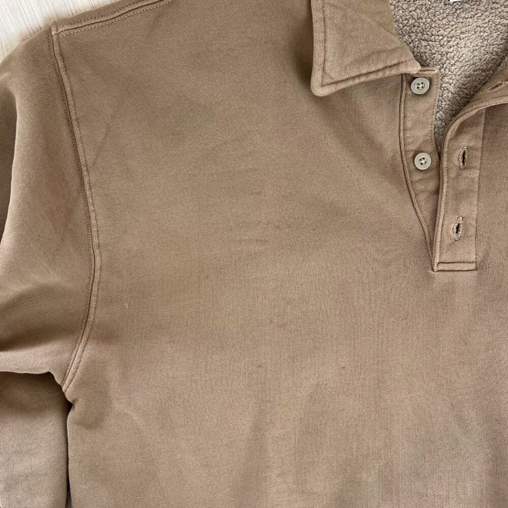 Aritzia TNA Cozy Fleece Boyfriend Fit Button Collar Pullover Medium - Picture 7 of 7